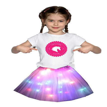 FancyDressWale Unicorn Pink Tutu LED Skirt and Top Birthday Dress for Girls-A7 Fancydresswale