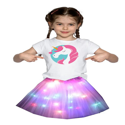FancyDressWale Unicorn Pink Tutu LED Skirt and Top Birthday Dress for Girls-A8 Fancydresswale