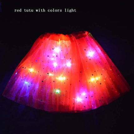 FancyDressWale Unicorn Red Tutu LED Skirt and Top Birthday Dress for Girls-B6 Fancydresswale