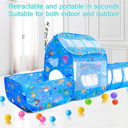 Fancydresswale 3 in1 Kids Play Tent with Play Tunnel, Ball Pit, Basketball Hoop for Boys & Girls fancydresswale.com