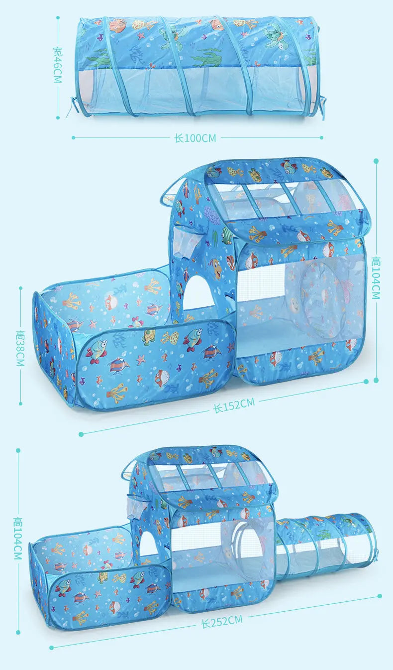 Fancydresswale in1 Kids Play Tent with Play Tunnel, Ball Pit, Basketball Hoop for Boys Girls