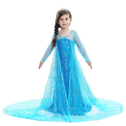 Fancydresswale Elsa Birthday Party Dress Up for Little Girls with Crown,Wand,Gloves Accessories 3-12 Years, Blue fancydresswale.com
