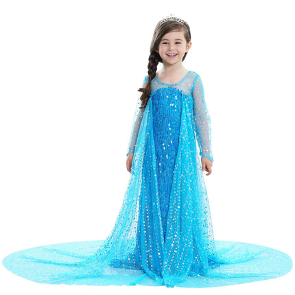 Fancydresswale Elsa Birthday Party Dress Up for Little Girls with Crown,Wand,Gloves Accessories 3-12 Years, Blue fancydresswale.com