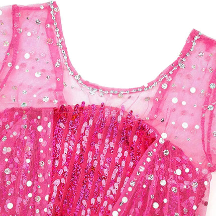 Fancydresswale Elsa Princess Birthday Party Dress for Little Girls with Crown,Wand,Gloves Accessories 3-12 Years, Rose Red fancydresswale.com