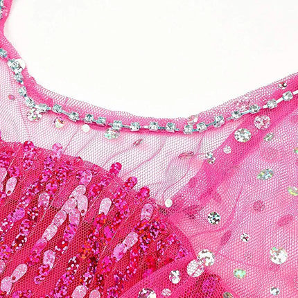 Fancydresswale Elsa Princess Birthday Party Dress for Little Girls with Crown,Wand,Gloves Accessories 3-12 Years, Rose Red fancydresswale.com
