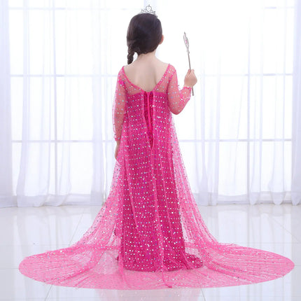 Fancydresswale Elsa Princess Birthday Party Dress for Little Girls with Crown,Wand,Gloves Accessories 3-12 Years, Rose Red fancydresswale.com