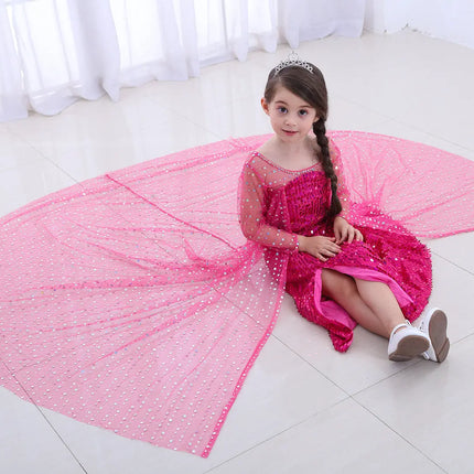 Fancydresswale Elsa Princess Birthday Party Dress for Little Girls with Crown,Wand,Gloves Accessories 3-12 Years, Rose Red fancydresswale.com