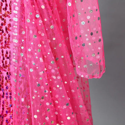 Fancydresswale Elsa Princess Birthday Party Dress for Little Girls with Crown,Wand,Gloves Accessories 3-12 Years, Rose Red fancydresswale.com