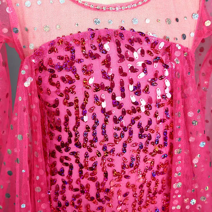 Fancydresswale Elsa Princess Birthday Party Dress for Little Girls with Crown,Wand,Gloves Accessories 3-12 Years, Rose Red fancydresswale.com