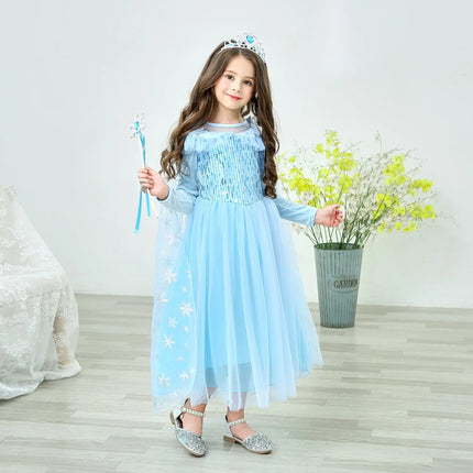 Fancydresswale Elsa frozen princess pageant full sleeve Birthday dress for Girls fancydresswale.com
