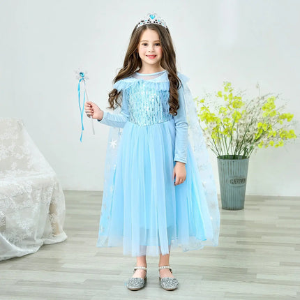Fancydresswale Elsa frozen princess pageant full sleeve Birthday dress for Girls fancydresswale.com