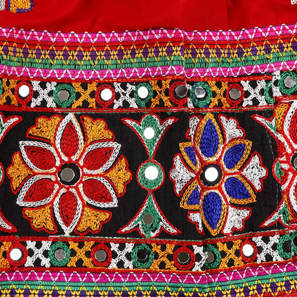 Fancydresswale Embroided Girls Ethnic Lehenga Choli and Dupatta Colour Red Gujrati Girl Navratri Dress Fancydresswale