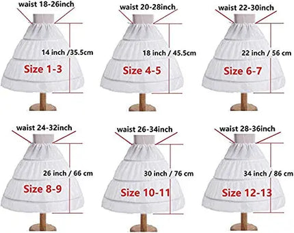 Fancydresswale Girls' 1 2 3 Hoops Petticoat Full Slips Flower Girls Crinoline Cancan Skirts for Ball Gowns 1-12 Year Old Fancydresswale
