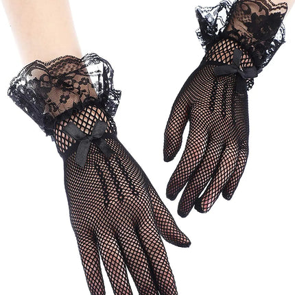 Fancydresswale Lace Vintage Bridal Elegant Party Full Finger Gloves for Party, wedding and Anniversaries; Black Color fancydresswale.com