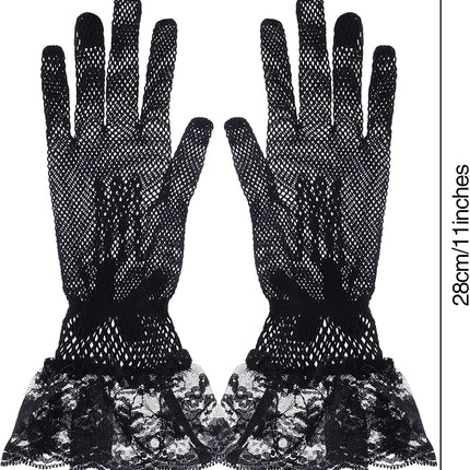 Fancydresswale Lace Vintage Bridal Elegant Party Full Finger Gloves for Party, wedding and Anniversaries; Black Color fancydresswale.com