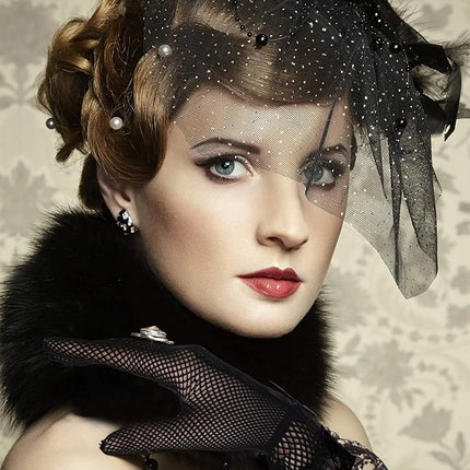 Fancydresswale Lace Vintage Bridal Elegant Party Full Finger Gloves for Party, wedding and Anniversaries; Black Color fancydresswale.com