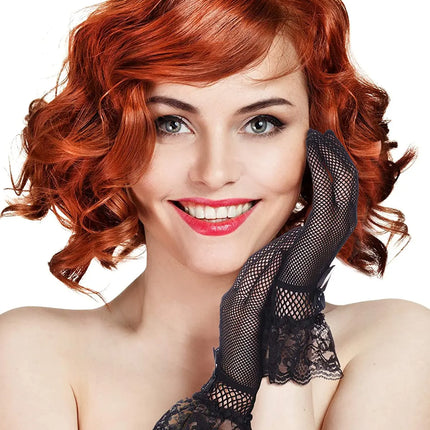 Fancydresswale Lace Vintage Bridal Elegant Party Full Finger Gloves for Party, wedding and Anniversaries; Black Color fancydresswale.com