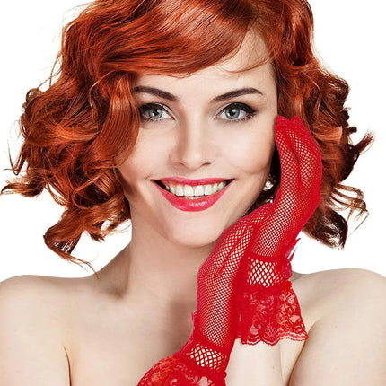 Fancydresswale Lace Vintage Bridal Elegant Party Full Finger Gloves for Party, wedding and Anniversaries; Red Color fancydresswale.com