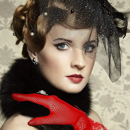 Fancydresswale Lace Vintage Bridal Elegant Party Full Finger Gloves for Party, wedding and Anniversaries; Red Color fancydresswale.com