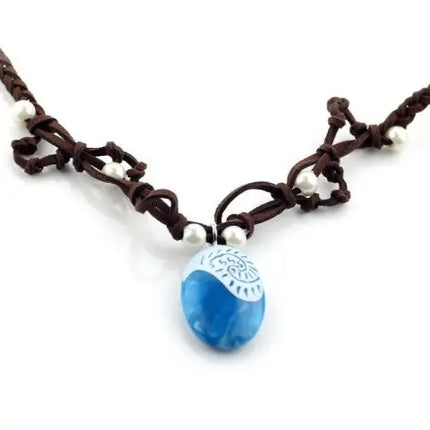 Fancydresswale Moana Magical Seashell Blue Pendant, Faux Leather and Resin Necklace.Birthday Cosplay Party Supplies Fancydresswale
