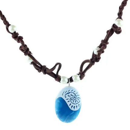 Fancydresswale Moana Magical Seashell Blue Pendant, Faux Leather and Resin Necklace.Birthday Cosplay Party Supplies Fancydresswale