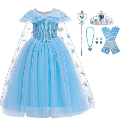 Fancydresswale Princess Elsa Party Dress with,Crown,Necklace,Earrings,Gloves Accessories 3-8 Years fancydresswale.com