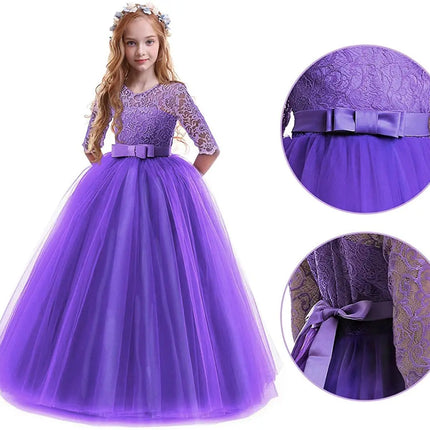 Fancydresswale Princess Floor Length gown for Girls- Dark Purple Fancydresswale.com