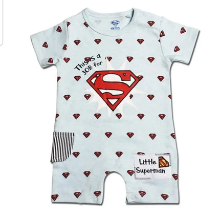 Fancydresswale Superman Theme Light Blue Romper for Infants and Newborns Fancydresswale.com