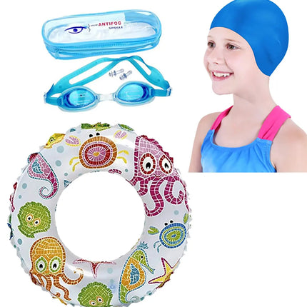 Fancydresswale Swimming Set for Kids with Swimming Goggles, Cap and Swim Ring, Random Colors and Design; Suitable of 3-6 Years fancydresswale.com