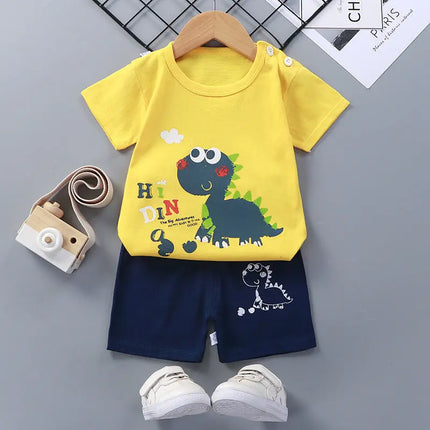 Fancydresswale Toddler Baby boy short sleeve half pant and Shirt dress set,Yellow Dinosaur Fancydresswale.com