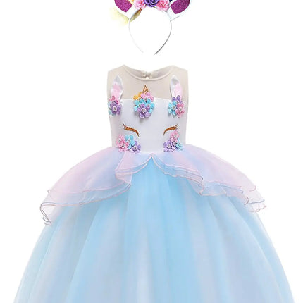 Fancydresswale Unicorn Blue dress for Girls with headband Fancydresswale.com