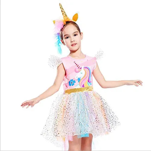 Fancydresswale Unicorn Dress with Wings,Headband Princess Costume Birthday Party Outfit Tutu Fancydresswale.com