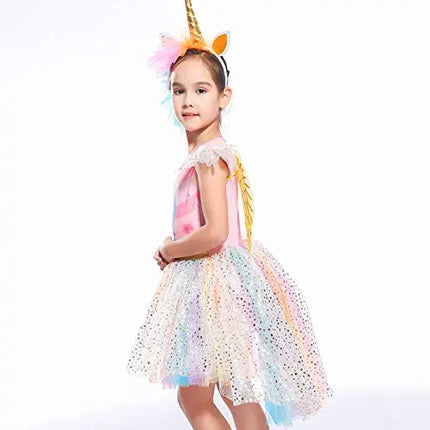 Fancydresswale Unicorn Dress with Wings,Headband Princess Costume Birthday Party Outfit Tutu Fancydresswale.com
