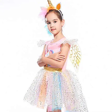 Fancydresswale Unicorn Dress with Wings,Headband Princess Costume Birthday Party Outfit Tutu Fancydresswale.com