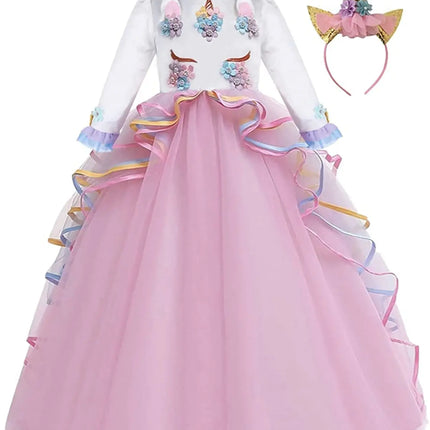 Fancydresswale Unicorn dress for Girls Gown Style Full sleeves with headband, Pink Fancydresswale.com