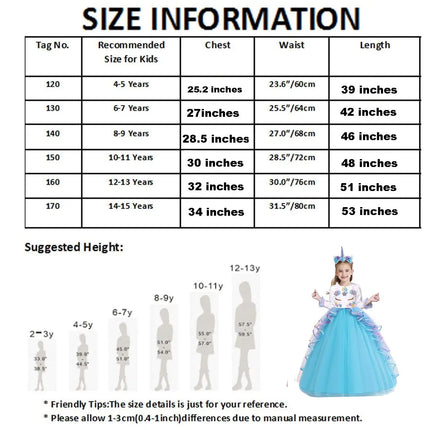 Fancydresswale Unicorn dress for Girls Gown Style half sleeves with headband, Blue fancydresswale.com