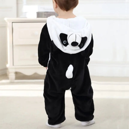 Fancydresswale Unisex Baby Flannel Jumpsuit Panda Style Cosplay Clothes Bunting Outfits Snowsuit Hooded Romper Outwear (Black & White Panda) Fancydresswale.com
