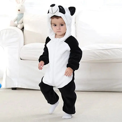 Fancydresswale Unisex Baby Flannel Jumpsuit Panda Style Cosplay Clothes Bunting Outfits Snowsuit Hooded Romper Outwear (Black & White Panda) Fancydresswale.com