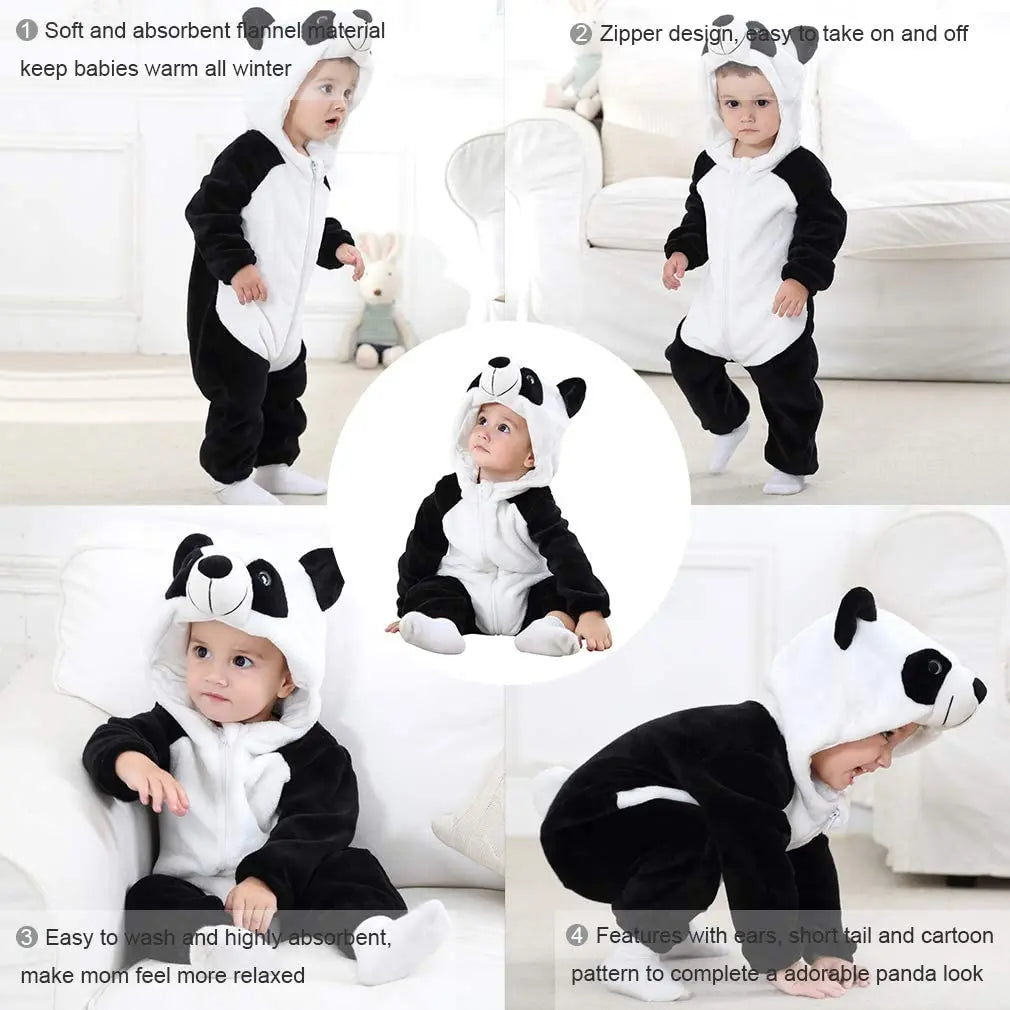 Fancydresswale Unisex Baby Flannel Jumpsuit Panda Style Cosplay