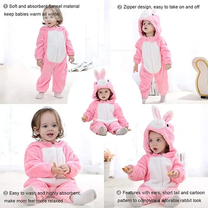 Fancydresswale Unisex Baby Flannel Jumpsuit Pink Rabbit Style Cosplay Clothes Bunting Outfits Snowsuit Hooded Romper Outwear (Pink Rabbit) Fancydresswale.com