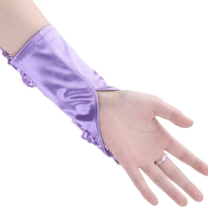 Fancydresswale Women Evening Opera Satin Gloves Fingerless Gathered Lace Sequins Bridal and Costume Party Gloves Fancydresswale