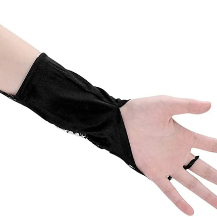 Fancydresswale Women Evening Opera Satin Gloves Fingerless Gathered Lace Sequins Bridal and Costume Party Gloves Fancydresswale