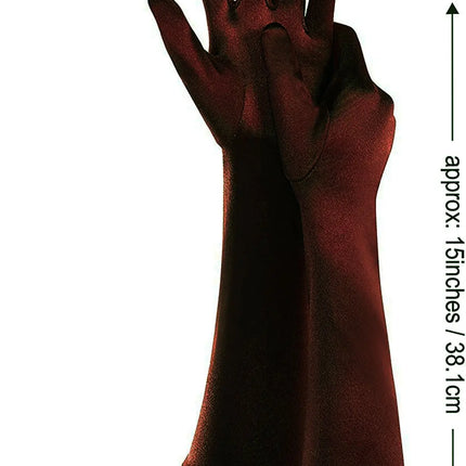 Fancydresswale hand Gloves for women for parties, long colourful satin hand cover 38 cm ; Coffee fancydresswale.com