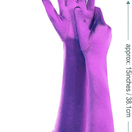 Fancydresswale hand Gloves for women for parties, long colourful satin hand cover 38 cm; Lavender fancydresswale.com
