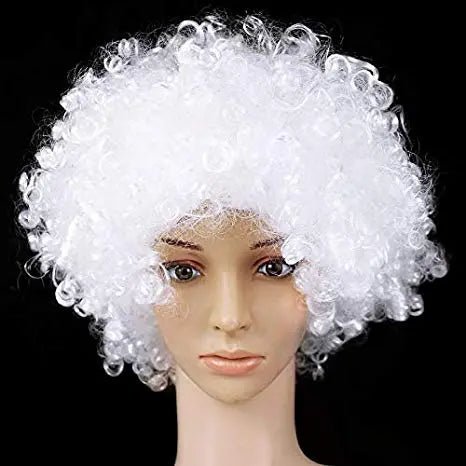 Fancydresswale white Wig Colorful Unisex Party Prop Wigs for Kids and Adults- White Fancydresswale