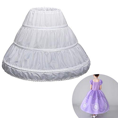 Fancydresswale Girls' 1 2 3 Hoops Petticoat Full Slips Flower Girls Crinoline Cancan Skirts for Ball Gowns 1-12 Year Old