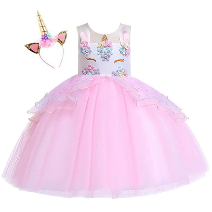 Girls Unicorn Dress up Fancy Costume for Pageant Party Colour Pink(DJS-006) Fancydresswale