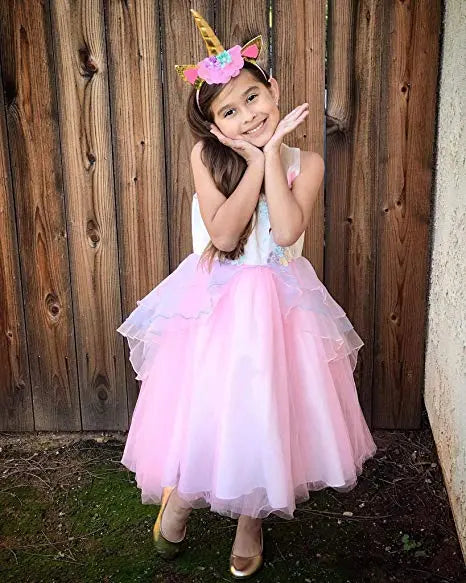 Girls Unicorn Dress up Fancy Costume for Pageant Party Colour Pink(DJS-006)