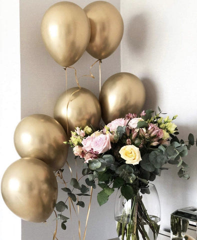 Fancydresswale Party Balloons 12 inch Golden Metallic Chrome Helium Shiny Latex Thicken Balloon Perfect Decoration for Wedding Birthday Baby Shower Graduation Christmas Carnival