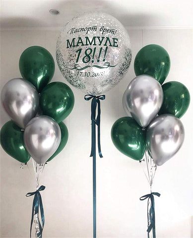 Fancydresswale Party Balloons 12 inch Green Metallic Chrome Helium Shiny Latex Thicken Balloon Perfect Decoration for Wedding Birthday Baby Shower Graduation Christmas Carnival